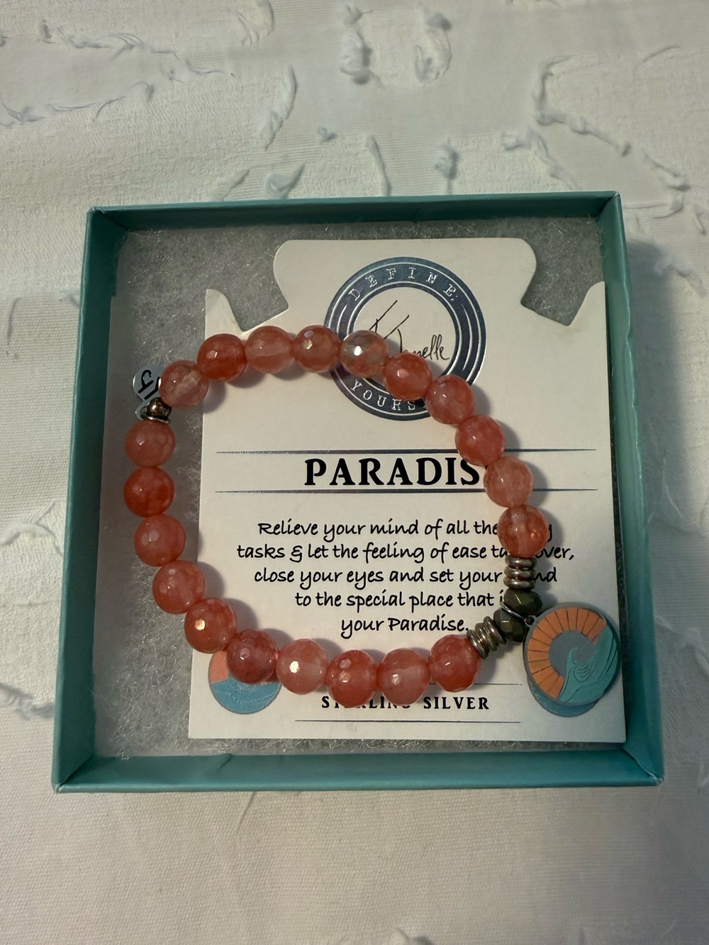 Strawberry Quartz Beaded Stretch Bracelet - Pink